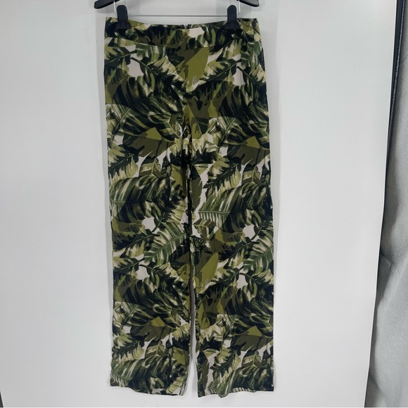 Worth New York Olive Khaki Green Palm Print Crepe De Chine (silk) Sienna Pants - Picture 12 of 12